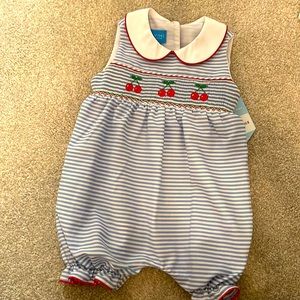 Smocked bubble outfit with collar